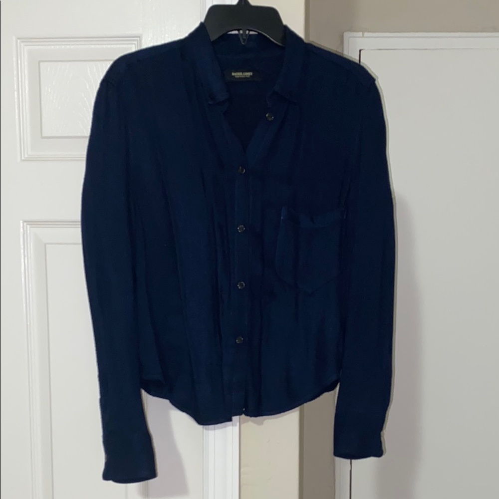 Rachel Comey Dark Navy Button-Up Shirt Button down 8 Medium Large